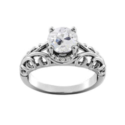 Ronde Oude Mijnwerker Natuurlijke uit de aarde gewonnen Diamanten Ring Prong Gezet 2.75 Karaat Vintage Stijl
