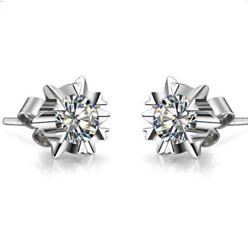 Ronde Solitaire Echt Diamanten Stud Earring Sieraden 2 Ct. 14K Wit Goud