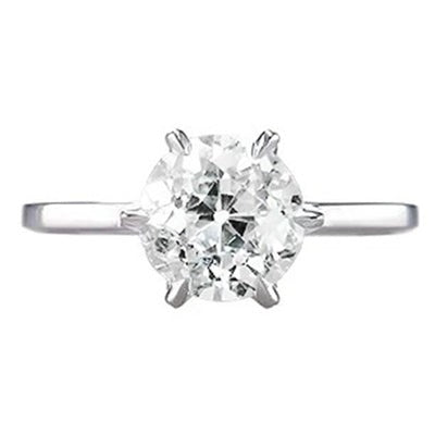 Ronde Solitaire Old Mine Cut Natuurlijk Diamond Ring Prong Set 1 Karaat