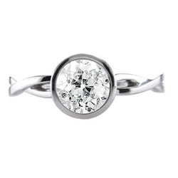 Ronde Solitaire Ring Bezel Old Miner Echt Diamond Infinity stijl 1,25 Karaat