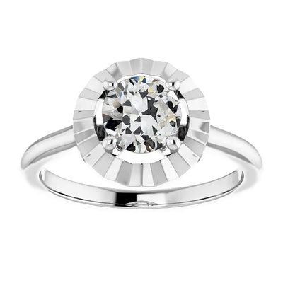 Ronde Solitaire Ring Old Mine Cut Echt Diamond Dames Sieraden 2 Karaat