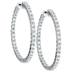 Ronde Briljant Geslepen Echt Diamanten Hoepel Oorbel Wit Goud 3,5 ct.