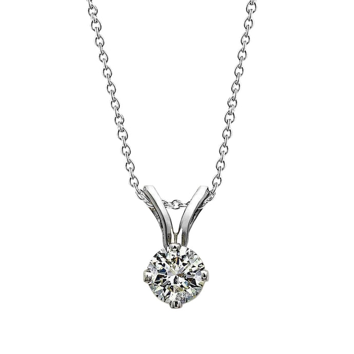 Ronde Geslepen Echt Diamanten Solitaire Ketting Hanger Wit Goud 14K 1 Ct. - harrychadent.nl
