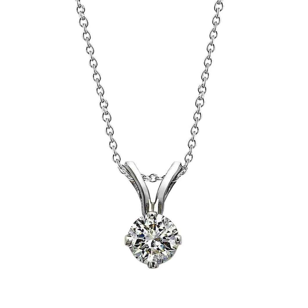 Ronde Geslepen Echt Diamanten Solitaire Ketting Hanger Wit Goud 14K 1 Ct. - harrychadent.nl