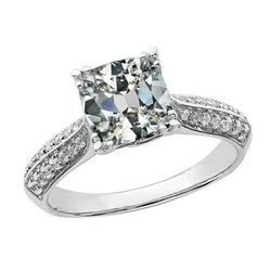 Ronde & Kussen Oude Mijnwerker Echte Natuurlijke uit de aarde gewonnen Diamanten Ring 14K Gouden Sieraden 6.75 Karaat