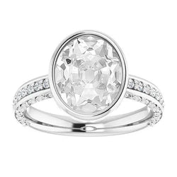 Ronde & Ovale Oude Geslepen Echt Diamanten Ring Bezel Set 7,25 Karaat Dames Sieraden