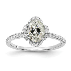 Ronde & ovale oudgeslepen uit de aarde gewonnen diamanten ring met accenten goud 4.50 karaat