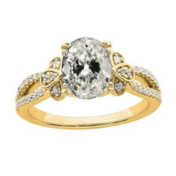 Ronde & Ovale Oude Mijnwerker Echte Natuurlijke uit de aarde gewonnen Diamanten Ring 14K Geelgoud 5 Karaat Sieraden