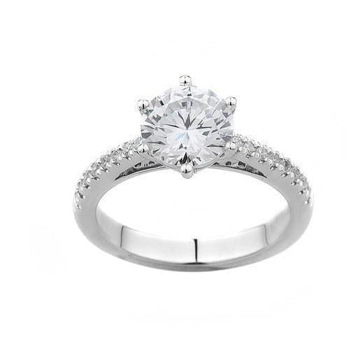 Ronde Vorm Echt Diamanten Solitaire Ring Met Accenten Gouden Sieraden 1,25 Ct.