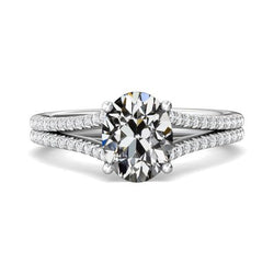 Ronde & Ovale Oude Mijnwerker Echte Natuurlijke uit de aarde gewonnen Diamanten Trouwring Set 14K Goud 6.50 Karaat
