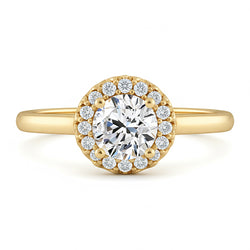 Ronde Natuurlijke echte diamanten ( niet in een laboratorium gekweekt ) verlovingsring 1,25 karaat griffenzetting YG 14K