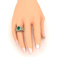 Afbeelding in Gallery-weergave laden, Ronde groene smaragdgele gouden ringset
