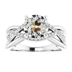 Ronde Oude Mijnwerker Natuurlijke uit de aarde gewonnen Diamanten Ring met Gedraaide Oneindigheidsstijl 3.90 Karaat