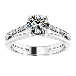 Ronde oude mijnwerker Echt Diamond Ring Prong Split Shank sieraden 3,25 Karaat