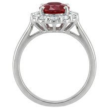 Afbeelding in Gallery-weergave laden, Rood ovaal geslepen robijn en Natuurlijke echte diamanten ( niet in een laboratorium gekweekt ) ring 5 karaat sieraden 14K witgoud
