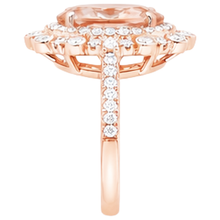 Afbeelding in Gallery-weergave laden, Rose Gold 14K 18 kt Morganite met Natuurlijke echte diamanten ( niet in een laboratorium gekweekt ) trouwring Nieuw
