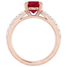 Afbeelding in Gallery-weergave laden, Rose Gold 14K 2,50 karaat vier riek Natuurlijke echte diamanten ( niet in een laboratorium gekweekt ) ronde Ruby Ring
