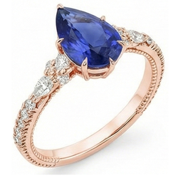 Rose Gold Diamond Ring Peer Ceylon Sapphire Vintage stijl 5,50 karaat