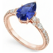 Afbeelding in Gallery-weergave laden, Rose Gold Diamond Ring Peer Ceylon Sapphire Vintage stijl 5,50 karaat

