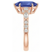 Afbeelding in Gallery-weergave laden, Rose Gold Diamond Ring Peer Ceylon Sapphire Vintage stijl 5,50 karaat
