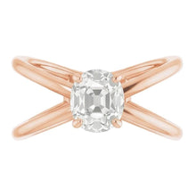 Afbeelding in Gallery-weergave laden, Antiek Cushion Briljant ring in 14 Karaat Rosé Goud – vooraanzicht
