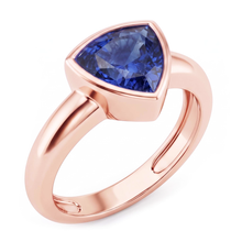 Afbeelding in Gallery-weergave laden, Rose Gold Solitaire Ring 2 karaats blauwe saffier ring set biljoen geslepen
