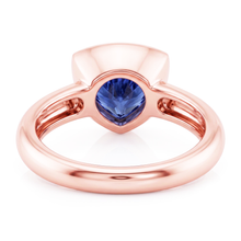 Afbeelding in Gallery-weergave laden, Rose Gold Solitaire Ring 2 karaats blauwe saffier ring set biljoen geslepen
