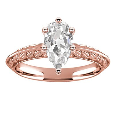 Rose Gold Solitaire Ring Peer Oude Mijnwerker Natuurlijk Diamant 3.50 Karaat Sieraden