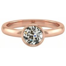 Afbeelding in Gallery-weergave laden, Rose Gold Solitaire Ring Ronde Old Cut Echt Diamond Bezel Set 1,50 Karaat

