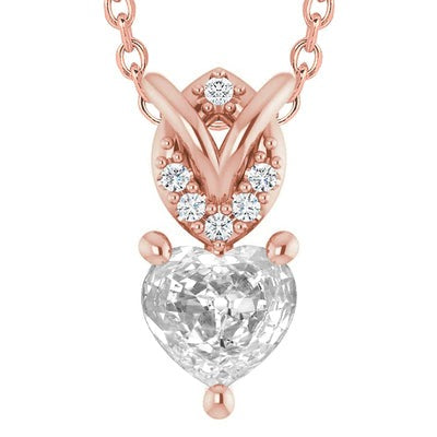 Rose Goud 14K hart Oude Mijnwerker & Ronde Echt Diamanten Hanger Dia 5,50 ct.