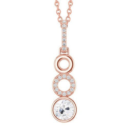 Rosé Gouden Echt Diamanten Hanger Bezel Set Rond Old Miner 2 Karaat