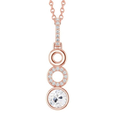 Rosé Gouden Echt Diamanten Hanger Bezel Set Rond Old Miner 2 Karaat