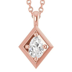 Roségoud Echt Natuurlijk uit de aarde gewonnen Diamanten Hanger Ovaal Old Mine Cut 2 Karaat Sieraden 14K