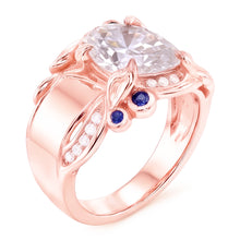 Afbeelding in Gallery-weergave laden, Rose Gouden Echt Diamanten Ring 2,25 Karaat Ceylon Saffier Accenten Sieraden
