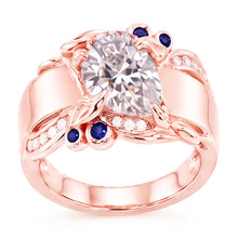 Afbeelding in Gallery-weergave laden, Rose Gouden Echt Diamanten Ring 2,25 Karaat Ceylon Saffier Accenten Sieraden
