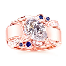Afbeelding in Gallery-weergave laden, Rose Gouden Echt Diamanten Ring 2,25 Karaat Ceylon Saffier Accenten Sieraden
