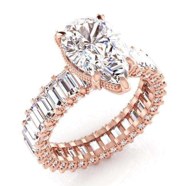 Rose Gouden Peer Echt Diamanten Verlovingsring 5,85 Karaat