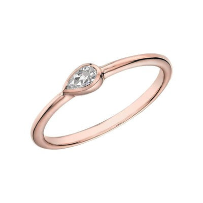 Rose Gouden Peer Solitaire Oude Mijnwerker Echt Diamanten Ring Bezel Set 1 karaat
