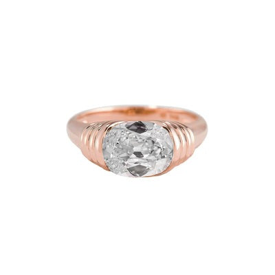 Rose goud Solitaire Ring Kussen Oude Mijn Geslepen Natuurlijk Diamant 2,25 Karaat