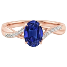 Afbeelding in Gallery-weergave laden, echte round saffier 3.75karaat ring zijaanzicht
