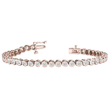 Rose Gold 14K Bezel Set 5,60 Karaat Ronde Geslepen Echt Diamanten Armband