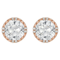 Tijdloos Antiek Cushion Diamant Oorhangers – 3 karaat 14K Rosé