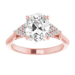 Roségouden Verlovingsring Ovaal Old Mine Cut Echte Natuurlijke uit de aarde gewonnen Diamanten Damesring 6.50 Karaat