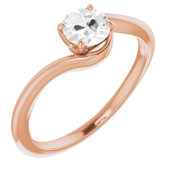 14K Rosé Goud Old Mine Slijpvorm Fijne Diamant Solitaire Ring