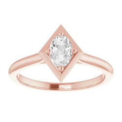 Rose Gold Solitaire Ovale Old Miner Echt Diamond Ring Kite Style 2,50 Karaat