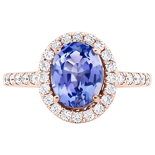 Afbeelding in Gallery-weergave laden, Roségoud 14K 15.40 Karaat Tanzaniet Met Natuurlijke uit de aarde gewonnen Diamanten Ring Nieuw
