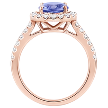 Afbeelding in Gallery-weergave laden, Roségoud 14K 15.40 Karaat Tanzaniet Met Natuurlijke uit de aarde gewonnen Diamanten Ring Nieuw
