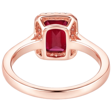 Afbeelding in Gallery-weergave laden, Roségouden 14K Emerald Cut Rode Robijn En Diamanten Trouwring 5 Ct
