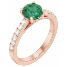 Afbeelding in Gallery-weergave laden, Roségouden 14K groene smaragd 2,50 karaat Natuurlijke echte diamanten ( niet in een laboratorium gekweekt ) jubileumring Nieuw
