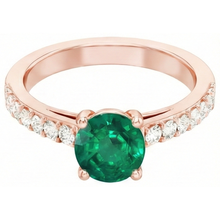 Afbeelding in Gallery-weergave laden, Roségouden 14K groene smaragd 2,50 karaat Natuurlijke echte diamanten ( niet in een laboratorium gekweekt ) jubileumring Nieuw

